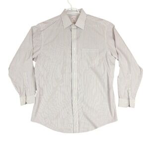 Brooks Brothers 16 1/2 4/5‎ Regular Fit Striped Non Iron Cotton Dress Shirt